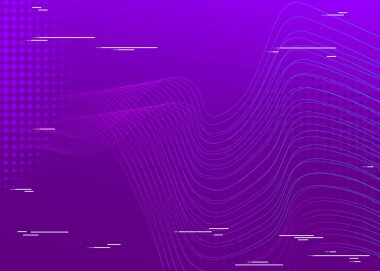 Modern renkli poster. Sporu veya başka bir hareketi resmetmek için soyut bir arkaplan. Geometrik şekillerin ve dinamik doğrusal dalgaların bileşimi. Vektör illüstrasyonu.