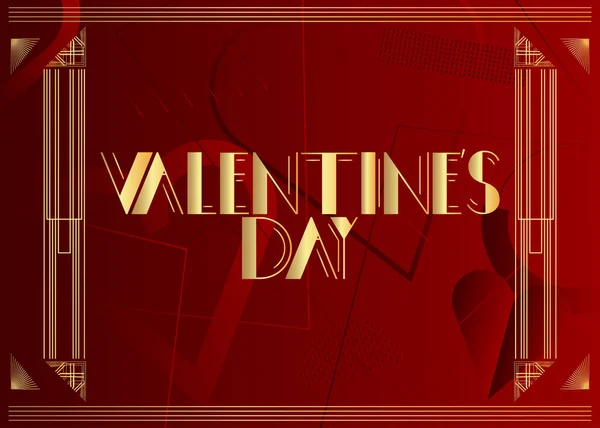 Текст Art Deco Valentine Day Приваблива Листівка Напис Вінтажними Буквами — стоковий вектор