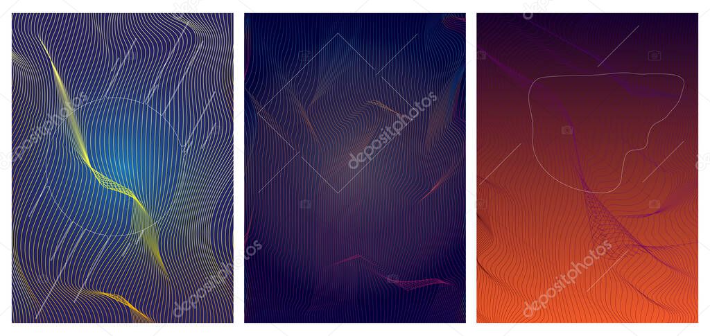 Abstract background with dynamic waves. Modern colored Sale banner, book cover template design. Trendy vector poster