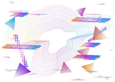 Modern poster şablonu. Dinamik doğrusal dalgalarla soyut bir arkaplan. Yaratıcı Duvar Kağıdı. Düz biçimli vektör illüstrasyonu.