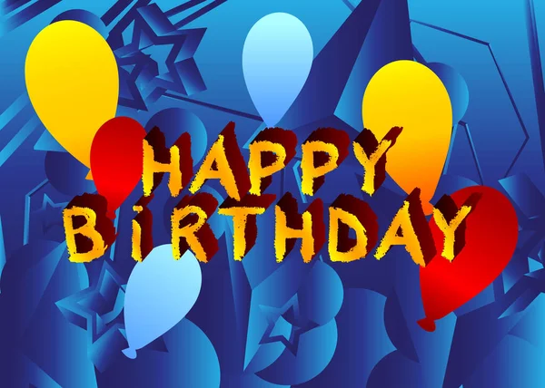 Feliz Cumpleaños Texto Dibujo Crayón Ilustrado Vectorial Plantilla Para Banner — Vector de stock