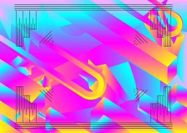 Diseño Fondo Futurista Estilo Retro Colorido Gradiente Abstracto Formas Composición — Archivo Imágenes Vectoriales