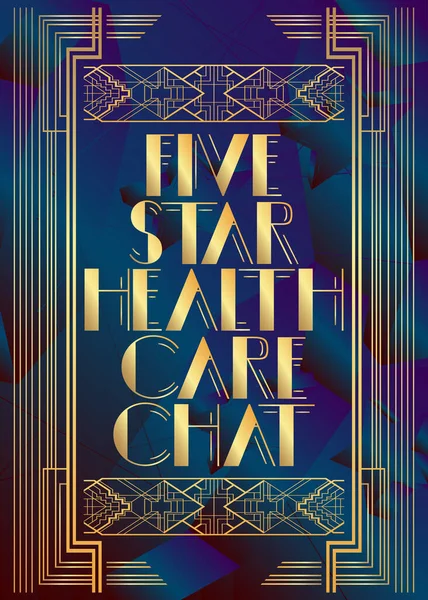 Art Deco Retro Five Star Health Care Chat Text Decorative — Stock Vector