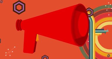 Megaphone ile 70 'lerin geçmişe dönük animasyonları. Dâhice Reklam 1970 'lerin sanat videosu. Minimalist Vintage tasarımı, eski moda renk çizimi.