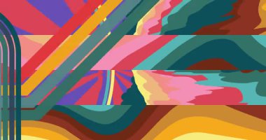 70 'lerin Retro Arkaplan animasyonu ile Groovy 1970' lerin sanat videosu. Minimalist Vintage tasarımı, eski moda renk çizimi.