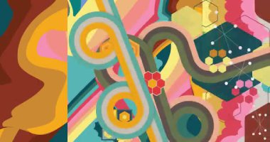 70 'lerin Retro Arkaplan animasyonu ile Groovy 1970' lerin sanat videosu. Minimalist Vintage tasarımı, eski moda renk çizimi.