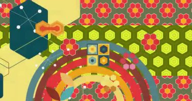 70 'lerin Retro Arkaplan animasyonu ile Groovy 1970' lerin sanat videosu. Minimalist Vintage tasarımı, eski moda renk çizimi.