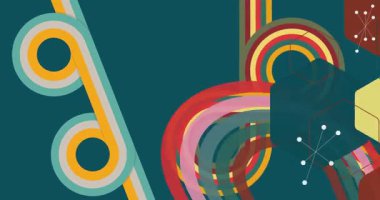 70 'lerin Retro Arkaplan animasyonu ile Groovy 1970' lerin sanat videosu. Minimalist Vintage tasarımı, eski moda renk çizimi.