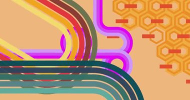 70 'lerin Retro Arkaplan animasyonu ile Groovy 1970' lerin sanat videosu. Minimalist Vintage tasarımı, eski moda renk çizimi.