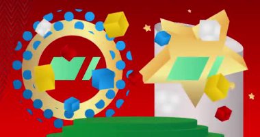 Mokup ürün animasyon, silindir kaide podyumu. Sunum için sahne gösterisi videosu.