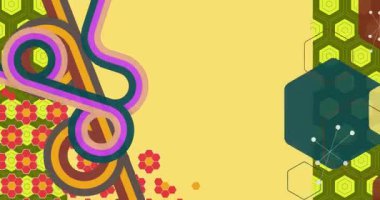 70 'lerin Retro Arkaplan animasyonu ile Groovy 1970' lerin sanat videosu. Minimalist Vintage tasarımı, eski moda renk çizimi.