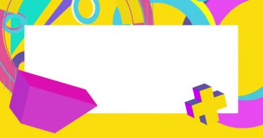 Metin için yeri olan geometrik grafik retro teması. Minimum geometrik elementler çerçevesi. Reklam için klasik soyut şekiller vektör illüstrasyonuName.