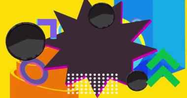 Metin için yeri olan geometrik grafik retro tema arkaplan animasyonu. Asgari geometrik elementler çerçeve video. Reklam için klasik soyut şekiller.