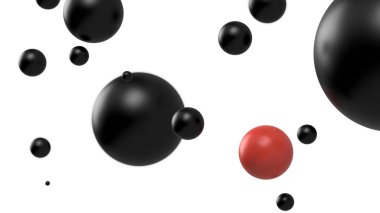 Beyaz arka plan üzerinde 3D uçan toplar