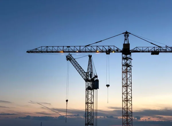 Gün batımı gökyüzünde vinçler