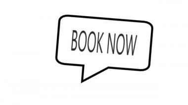 Siyah defter şimdi ince çizgi rozeti. düz doğrusal basit trend modern logo grafik grafik mobil uygulama tasarımı kırmızı arkaplanda izole edildi. Yolculuk için pansiyonda ya da motelde rezervasyon odası ya da yatak kavramı