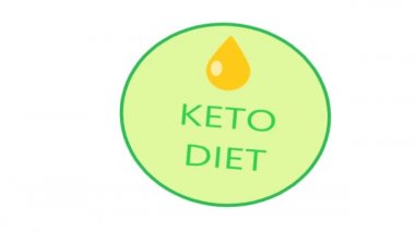 KETO diyet logosu. Sağlığınızı korumak ve kilo vermek için popüler bir yer. Sağlıklı bir diyet için ekran koruyucu.