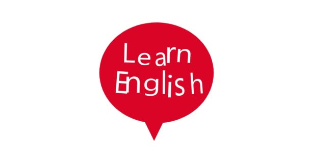Lär Dig Engelska Röd Stämpel Text Vit Bakgrund Inlärningsanimation — Stockvideo