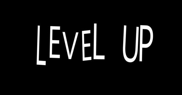 Animace Level Text Černém Pozadí — Stock video