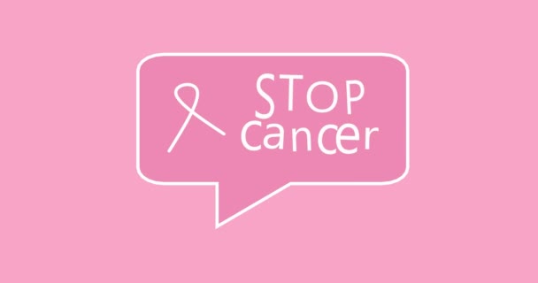 Arrêtez Cancer Mois Sensibilisation Cancer Sein Fond Rose Ruban Bulle — Video
