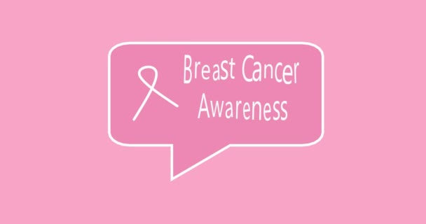 Brustkrebs Bewusstsein Monat Rosa Hintergrund Band Und Sprechblase Mit Zitat — Stockvideo