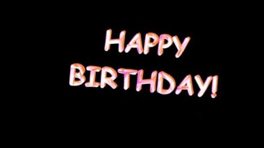 Mutlu doğum günü animasyonları. Kutlama. Renkli harfler.