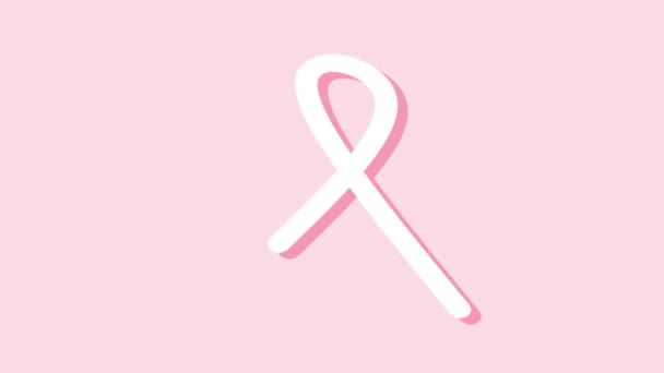 Logo Cancer Sein Sensibilisation Cancer Ruban Rose Sur Fond Noir — Video