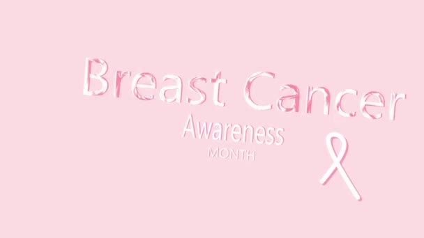 乳腺癌标志 粉红丝带的癌症意识在黑色背景 癌症意识 10月份提高认识运动的现代风格标志 世界乳腺癌宣传日 — 图库视频影像