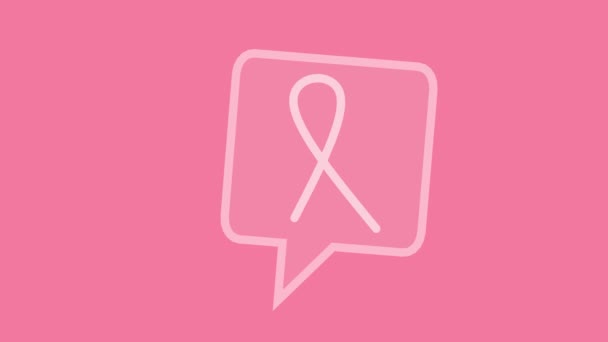 Brustkrebs Logo Pinkfarbenes Band Krebsbewusstsein Auf Schwarzem Hintergrund Krebsbewusstsein Modernes — Stockvideo