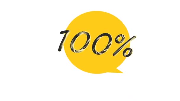100 Відсотків Тексту Палаючий Логотип Розкривається Чорному Тлі Візуалізація — стокове відео