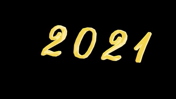 Año Nuevo 2021 2021 Números Centro Animación — Vídeos de Stock