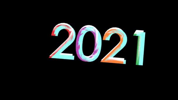 Anno Nuovo 2021 Sfondo Scuro Con Linee Colorate 2021 Numeri — Video Stock