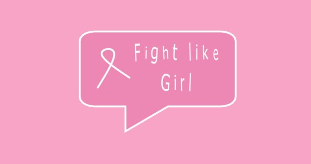 粉红丝带乳腺癌意识 现代风格的标志动画为10月的宣传活动 世界乳腺癌宣传日 — 图库视频影像