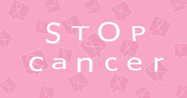 粉红丝带乳腺癌意识 现代风格的标志动画为10月的宣传活动 世界乳腺癌宣传日 停止巨蟹座 — 图库视频影像