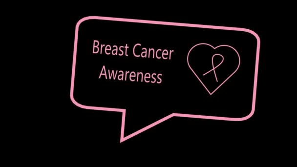 Göğüs Kanseri Farkındalığı Ayı Pembe Arka Plan Kurdele Konuşma Balonu — Stok video