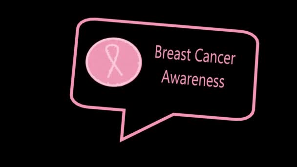 Breast Cancer Awareness Month Pink Background Ribbon Speech Bubble Quote — Stock Video