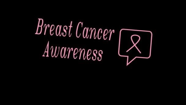乳がんのロゴ 黒の背景にピンクのリボン癌の意識 癌の意識 10月の意識キャンペーンのためのモダンなスタイルのロゴ 世界乳がん啓発デー — ストック動画