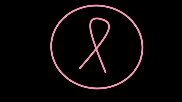 Breast Cancer Logo Pink Ribbon Cancer Awareness Black Background Cancer — Stock Video