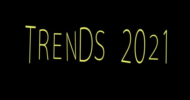 Trends 2021 Concept Animatie Van Glitch Woorden Cijfers Letters Zwarte — Stockvideo