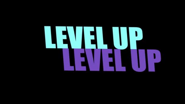 Animace Level Text Černém Pozadí — Stock video