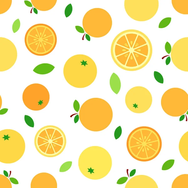 Orangen Flache Vektorillustration Gelb Und Orange Komplett Und Scheiben Flache — Stockvektor
