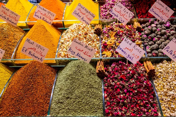Spices and flower tea on the market in Istanbul