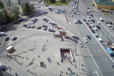 Moskova, Rusya - 23 Mayıs 2018: Görünümünden gökdelen Ilyicha kare alanı