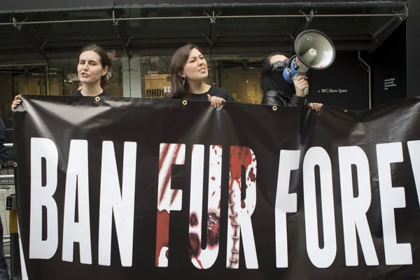 Londyn Anglia Września 2018 Anty Protest Futro London Fashion Week — Zdjęcie stockowe