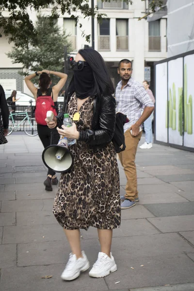 Londres Reino Unido Setembro 2018 Pessoas Rua Durante London Fashion — Fotografia de Stock