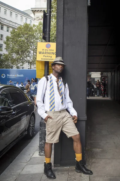 Londres Reino Unido Setembro 2018 Pessoas Rua Durante London Fashion — Fotografia de Stock