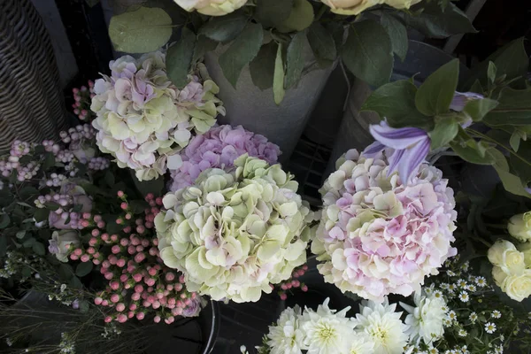 ロンドンの市場で販売されている様々 な色の花の — ストック写真