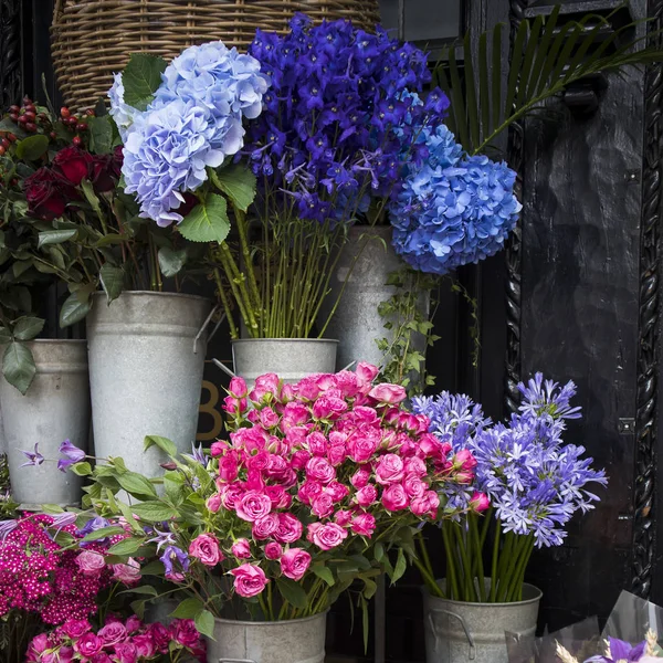 ロンドンの市場で販売されている様々 な色の花の — ストック写真