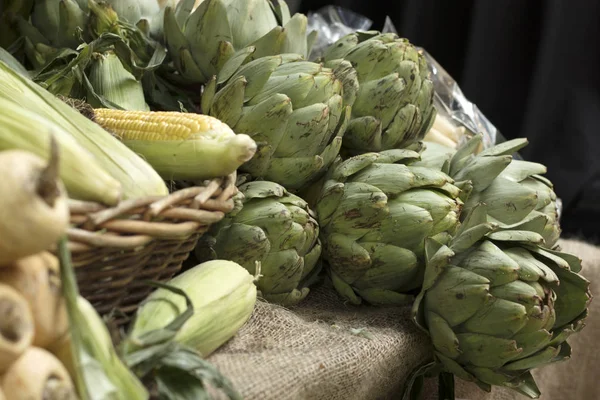 Das Frische Gemüse Boxen Zum Verkauf Auf Einem Borough Farmers — Stockfoto