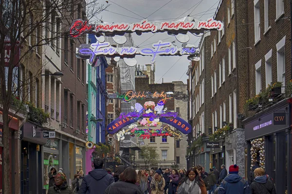 Londres Reino Unido Diciembre 2018 Luces Navidad Carnaby Street Londres —  Fotos de Stock